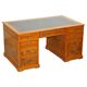 Partner desk in burr walnut designed to conceal computer equipment.