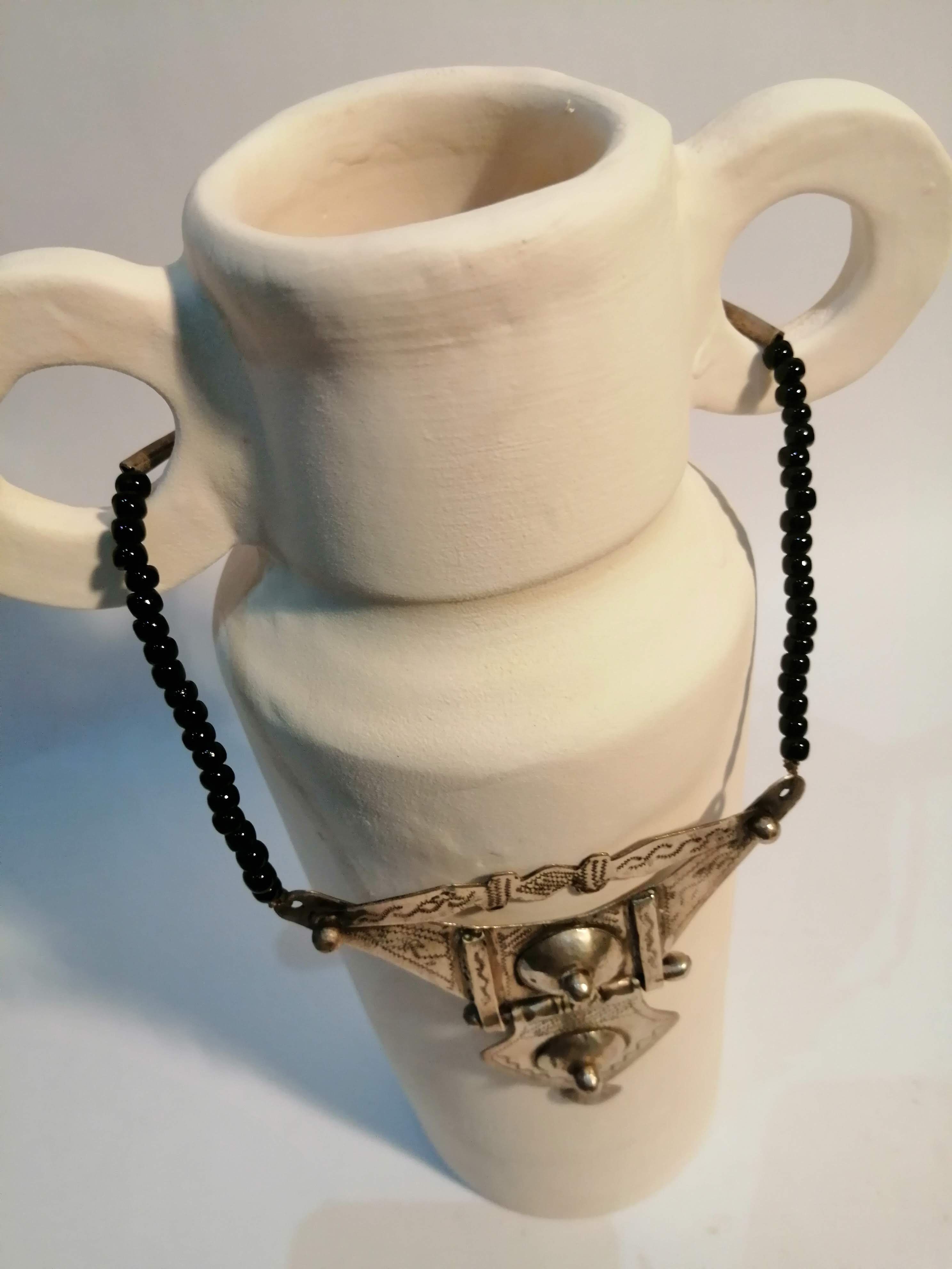 Handmade white clay vase contemporary style