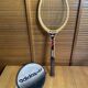 Vintage adidas tennis racket ilie năstase wood + case #e2