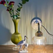 Vintage tulip angled wall light in amber glass