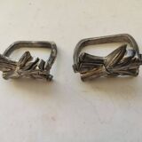 2 ronds de serviette metal argente 70'S