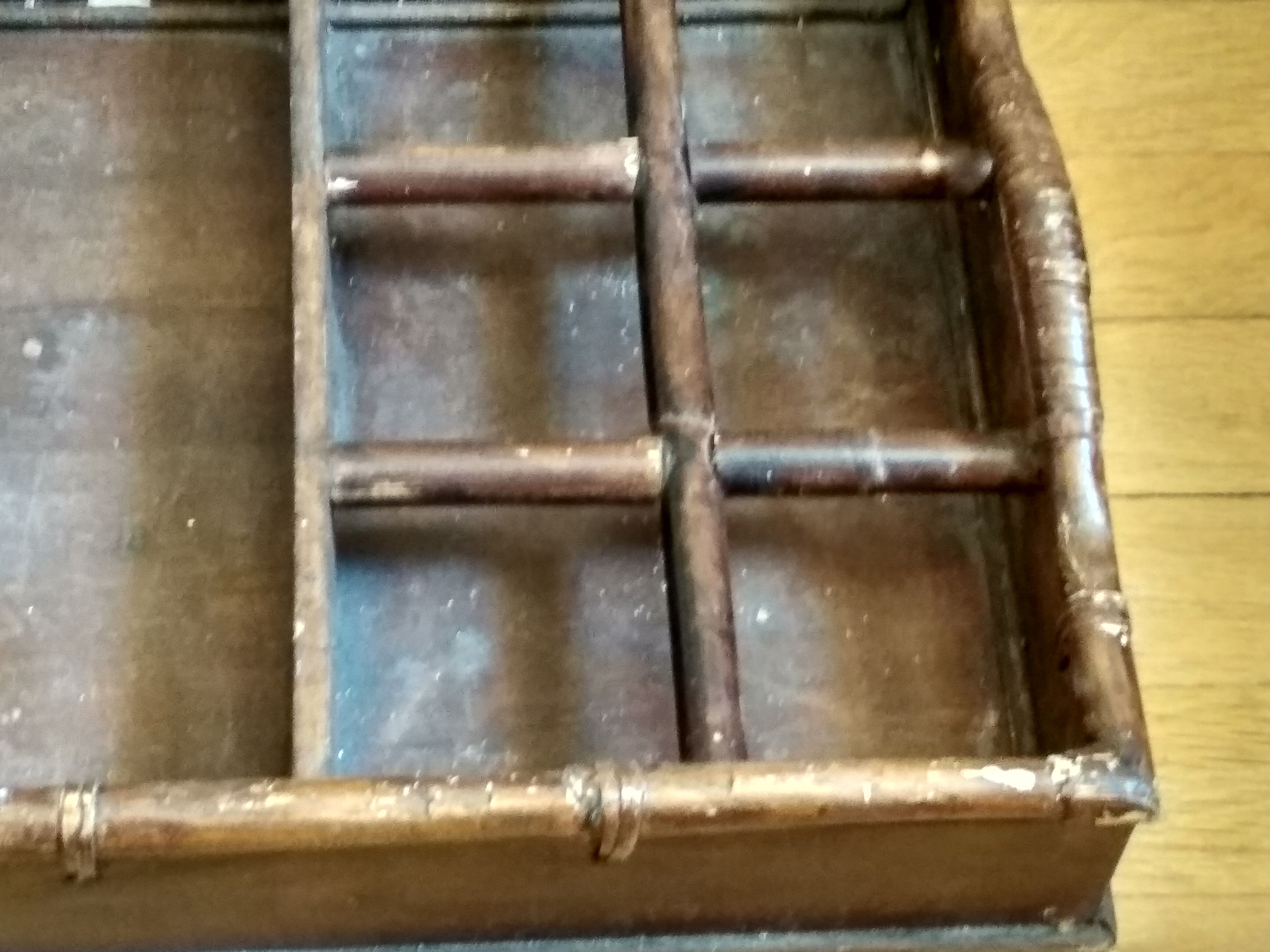 Large serving tray wood and rattan to doors lockers glasses and bottles