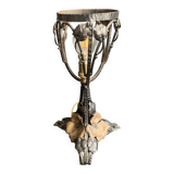 1900 Art Nouveau wrought iron lamp with floral motif