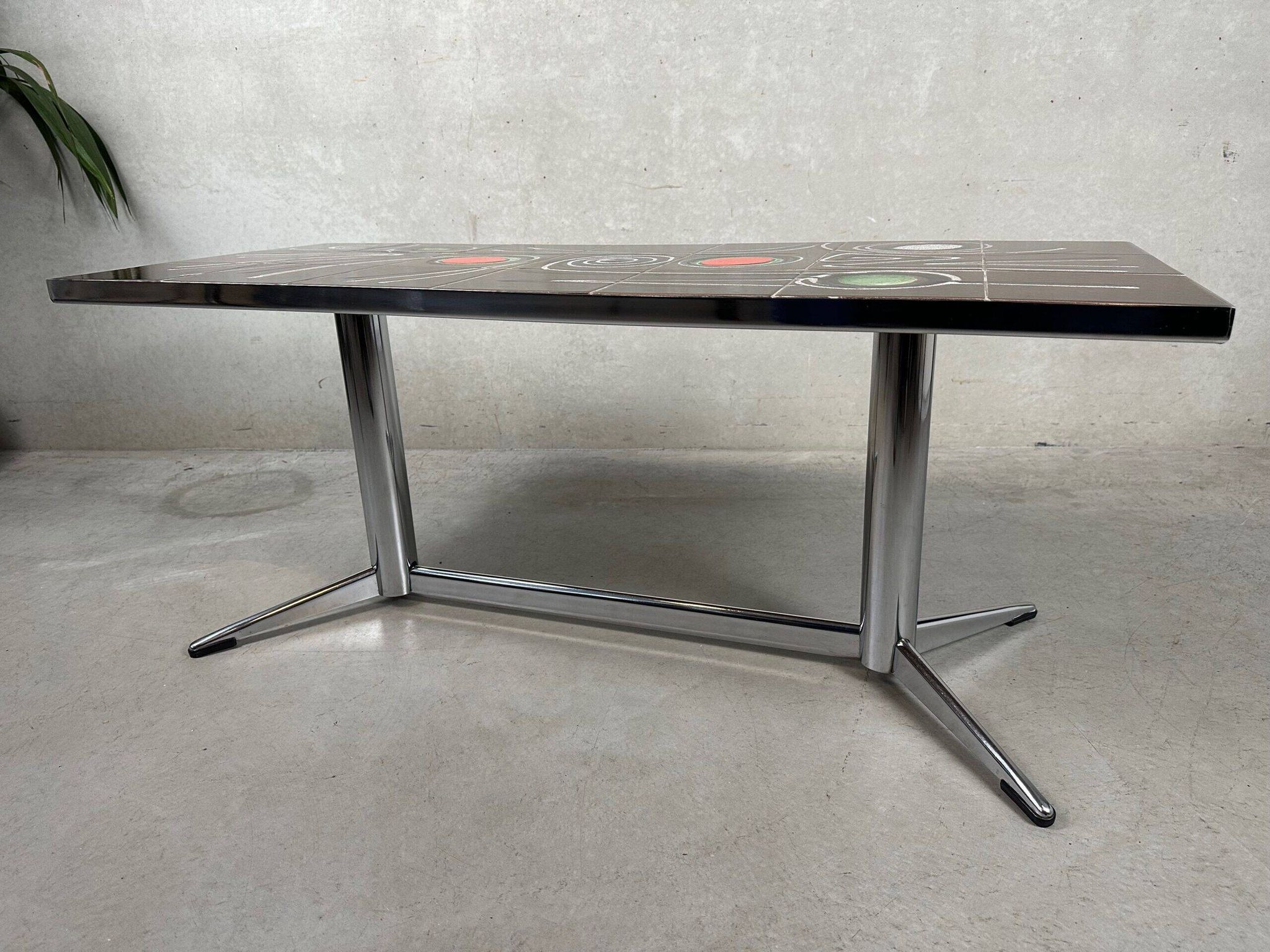 Mid-century coffee table – ceramic and chrome