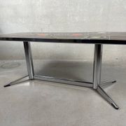 Mid-century coffee table – ceramic and chrome