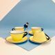 4 pastel yellow cups moulin des loups 50s