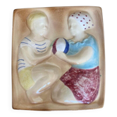 Mid-century design ceramic wall tile decoration, Czechoslovakia, 1960s