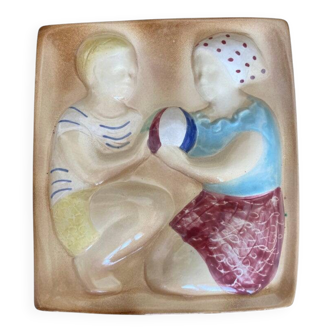 Mid-century design ceramic wall tile decoration, Czechoslovakia, 1960s