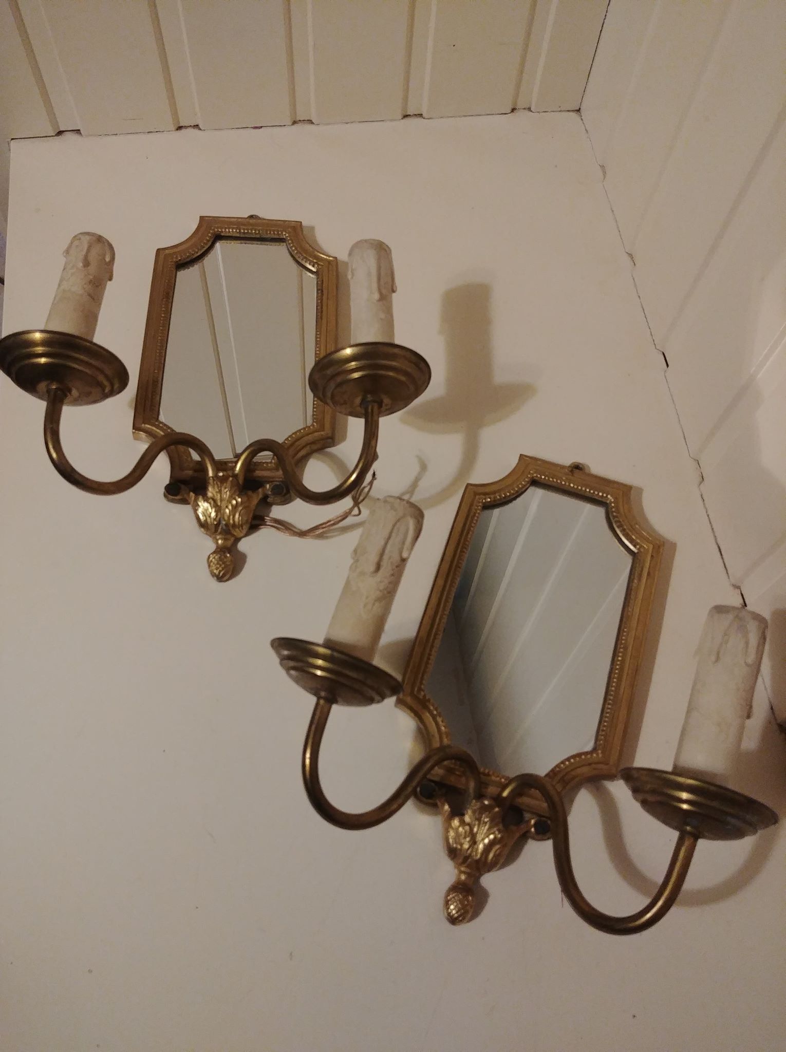 Pair of gold bronze wall lamps