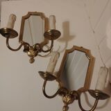 Pair of gold bronze wall lamps