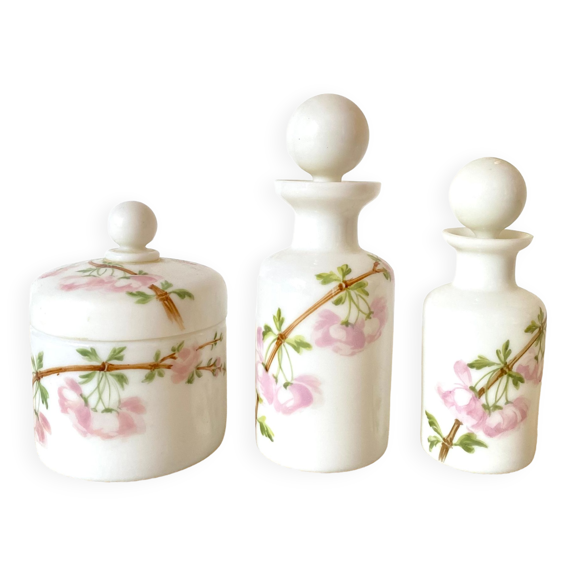 Old opaline bottles, perfume, bathroom