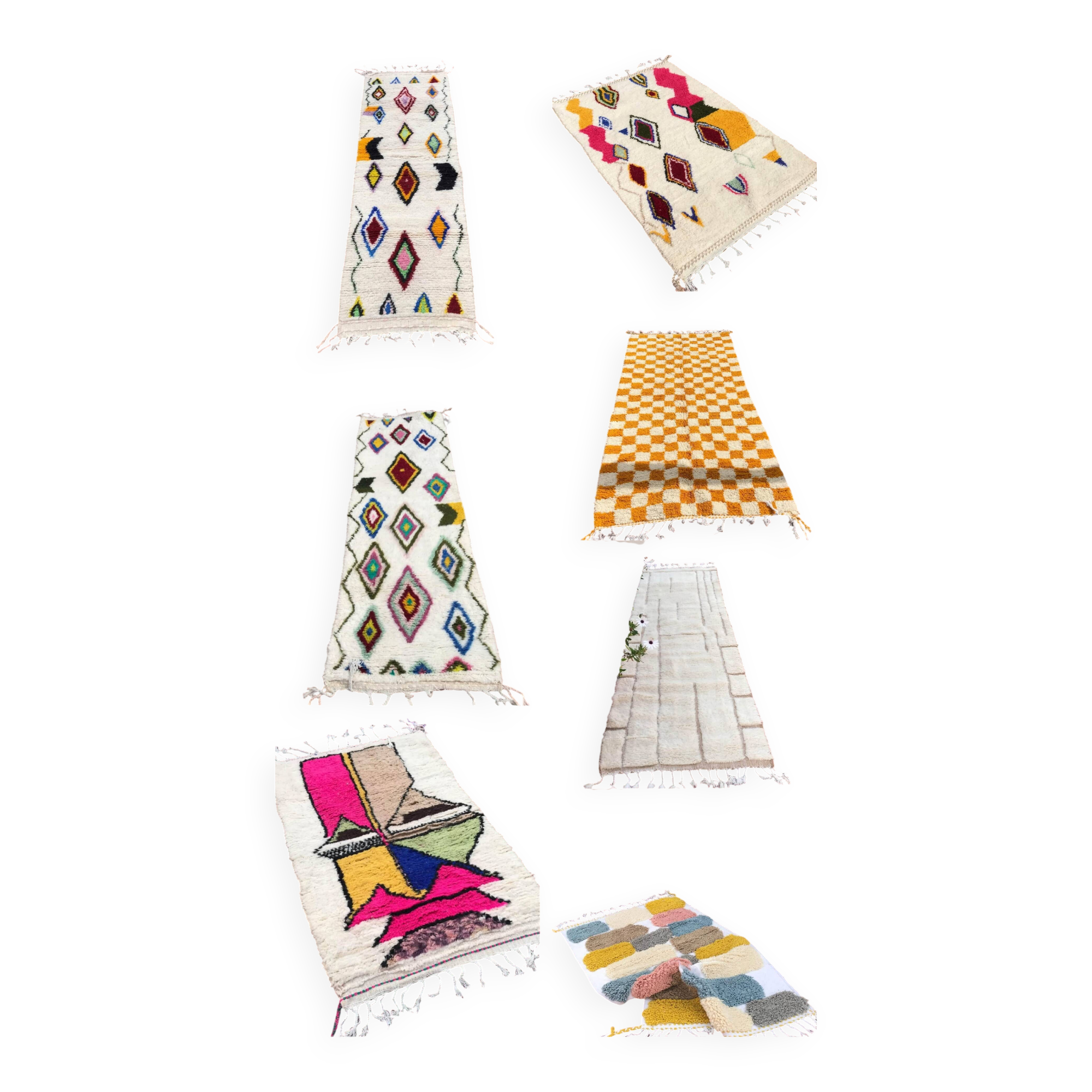 Colourful Moroccan rug made of natural wool. Woven by artisans.