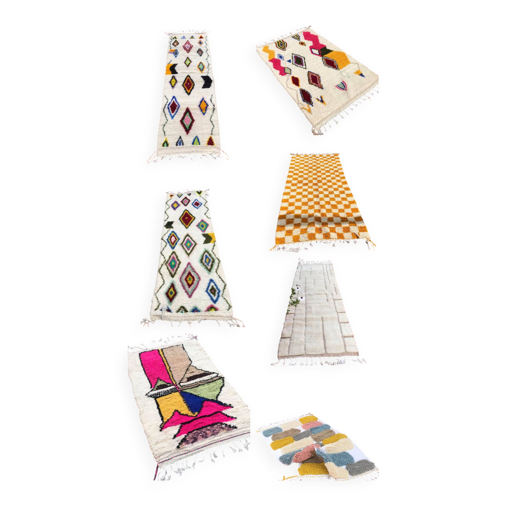 Colourful Moroccan rug made of natural wool. Woven by artisans.