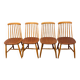 Set of 4 vintage beech chairs with teak seat