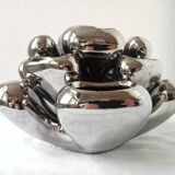 Vintage Vase • Alien • Chrome Ceramic • Post Space Age • 1980