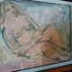 Mixed media painting on bare cardboard by Bruno Saetti