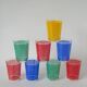 Set of 8 water glasses, red, green, yellow and blue, 1970