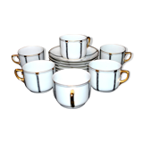 Set of 6 ART DECO black and gold porcelain coffee cups from the 1920s-1930s