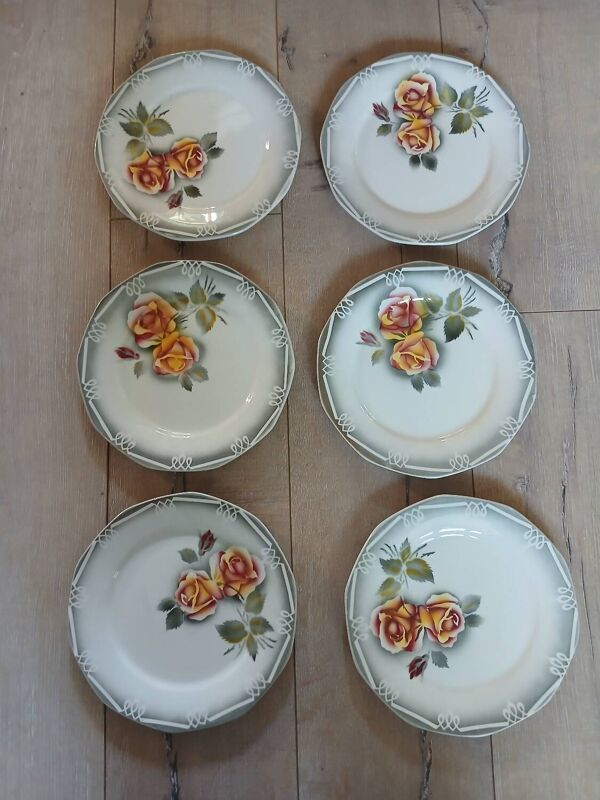 6 assiettes plates Digoin et Sarreguemines