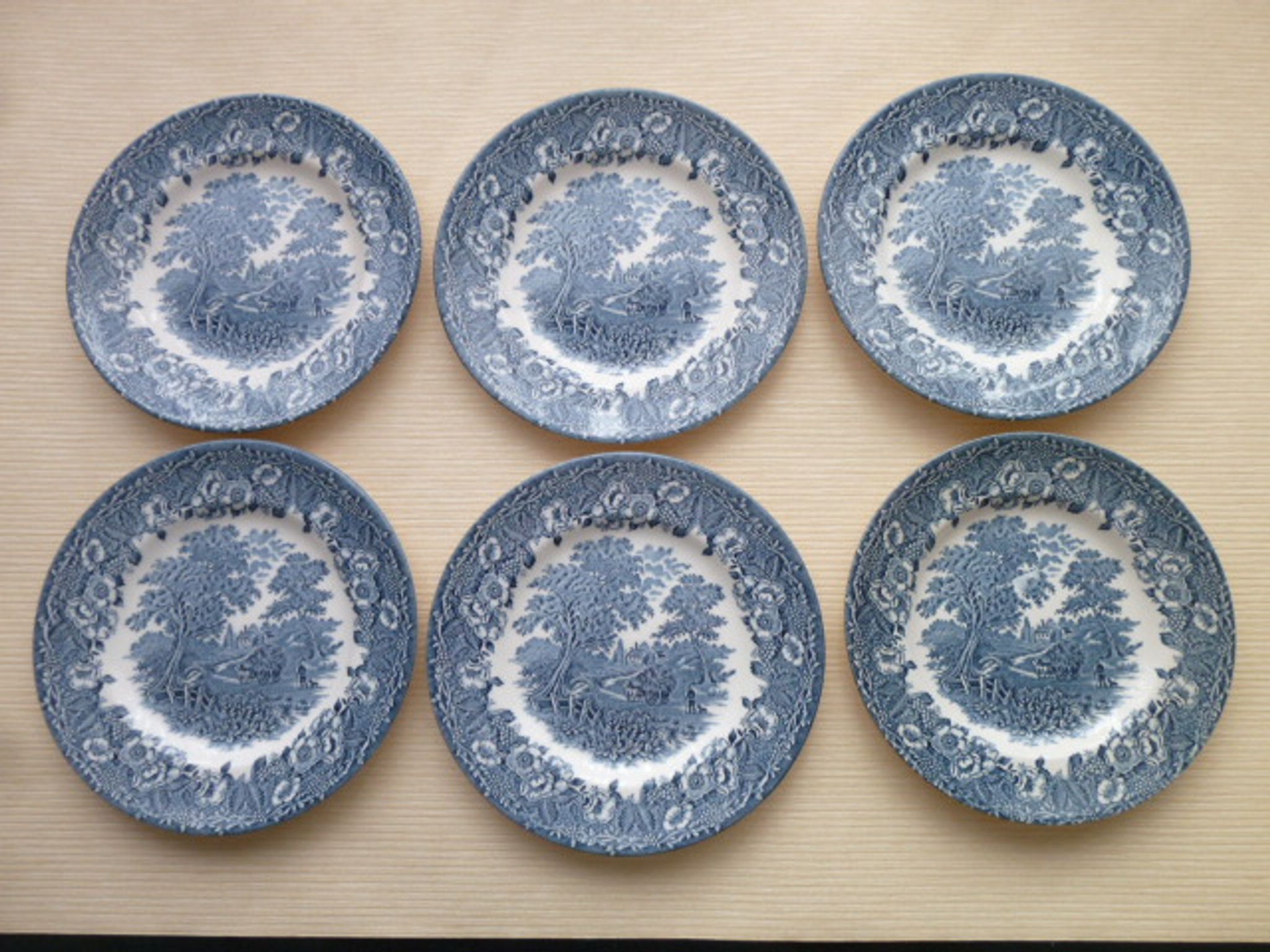 Set of 6 dessert plates in English porcelain