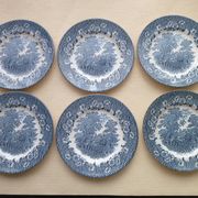 Set of 6 dessert plates in English porcelain