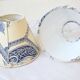 Set of 2 clip lampshades in blue toile de Jouy.