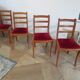Solid cherry wood chairs and red velvet seat - Set of 4 - Louis Philippe style