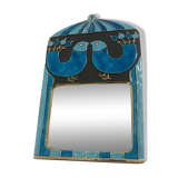 Mithé espelt mirror "cage" in nuanced blue made in 1970.