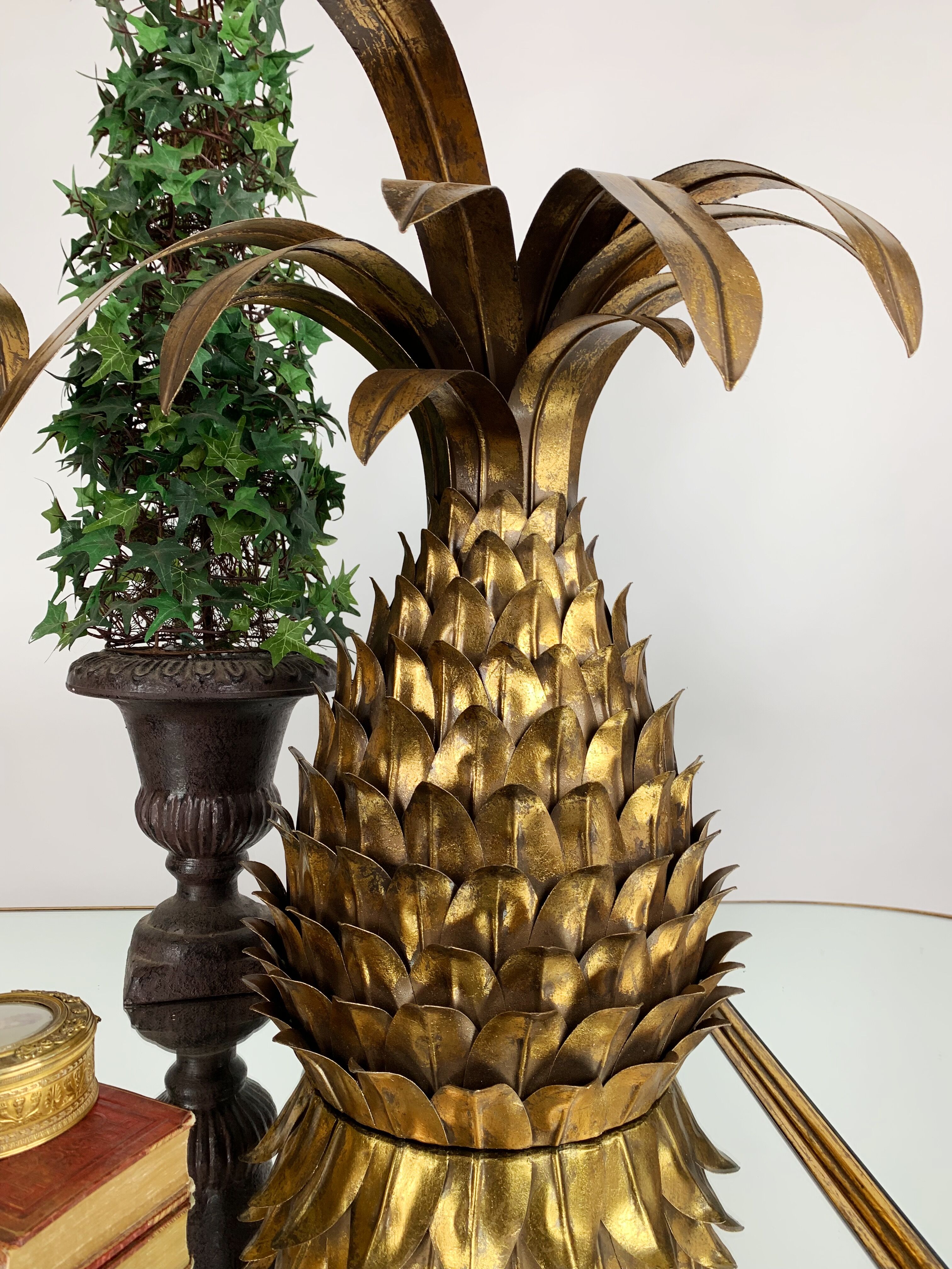 Ananas  wall light  paire  years 70" in gold metal