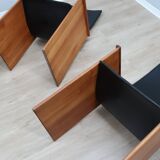 Set of 4 Segesta walnut and black letaher chairs Stildomus 1970s