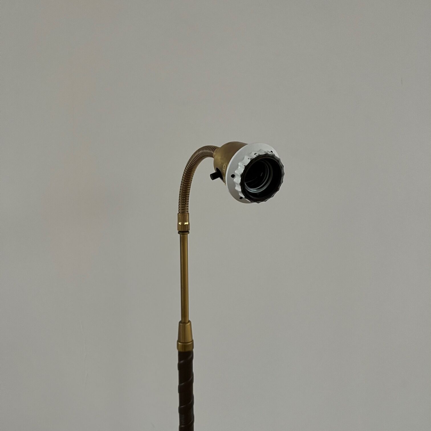 Danish Mid-Century Leather and Brass Adjustable Floor Lamp