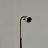 Danish Mid-Century Leather and Brass Adjustable Floor Lamp