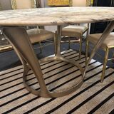 Marble and cast aluminum table by Michèle Charron, 1970
