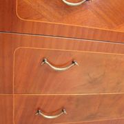 Vintage chest of drawers 3 drawers double handles and brass feet 1960s suede