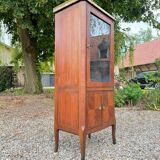 Small marquetry display case in transition style, 19th century