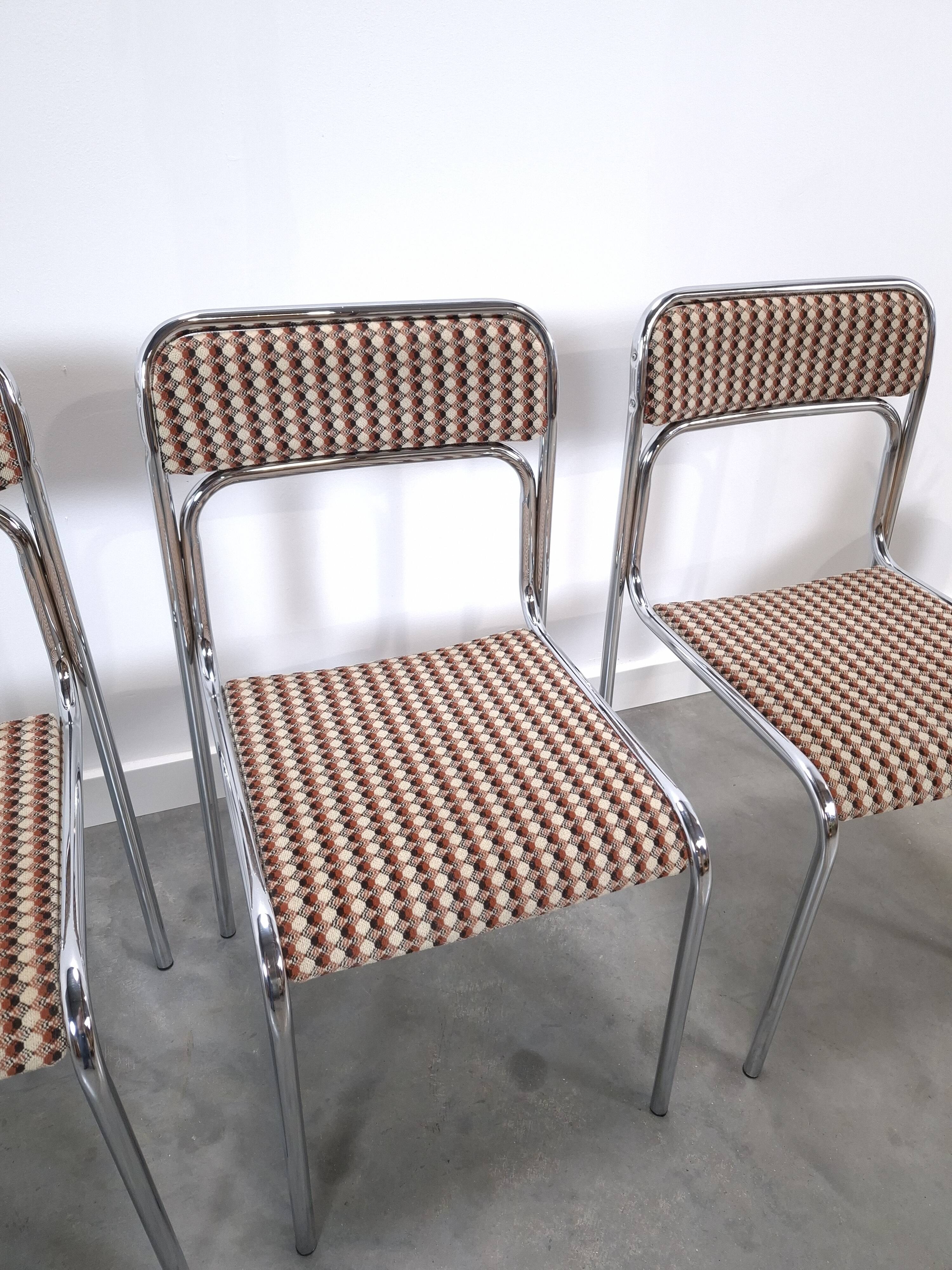 Space Age set 3x Bauhaus chromen buisframe stoelen