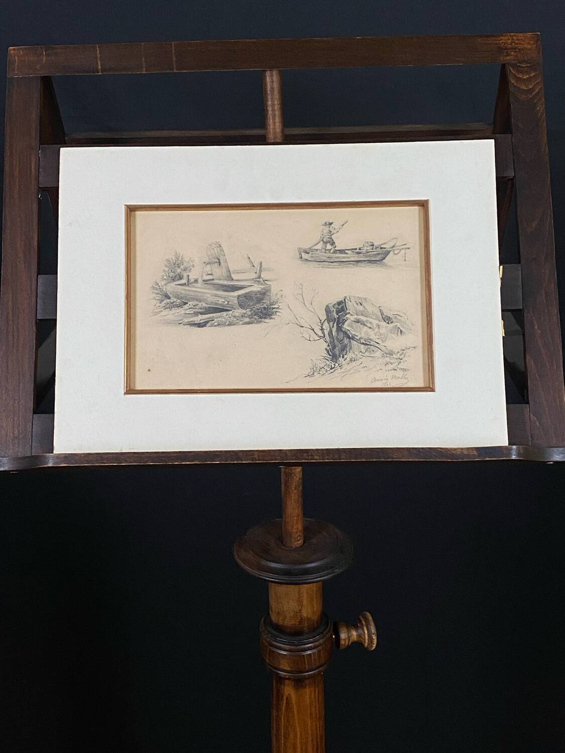 Dessin d’étude original à la mine de plomb signé daté 1844