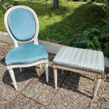 Louis XVI style stool and chair set