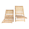 Paire de chaises longues en bambou