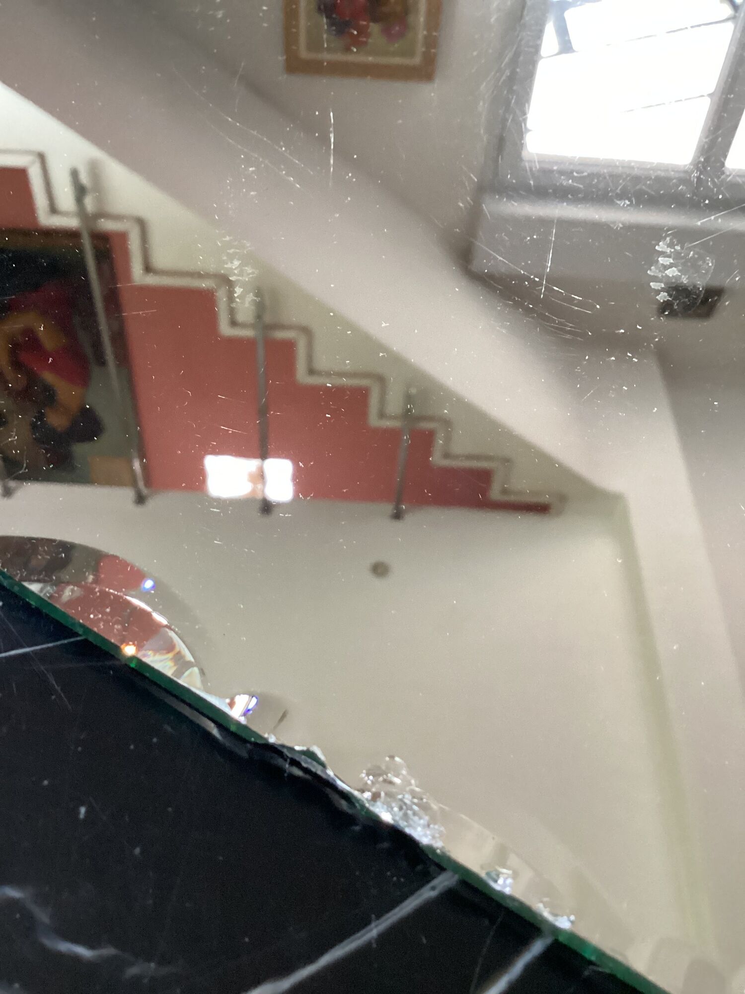 Square beveled table mirror