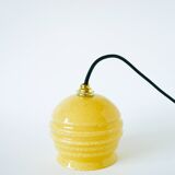 Small glass ball pendant from Clichy with flared neck, Yellow, 1930
