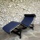 Cassina LC4 chaise longue by Le Corbusier, Pierre Jeanneret & Charlotte Perriand in blue leather.