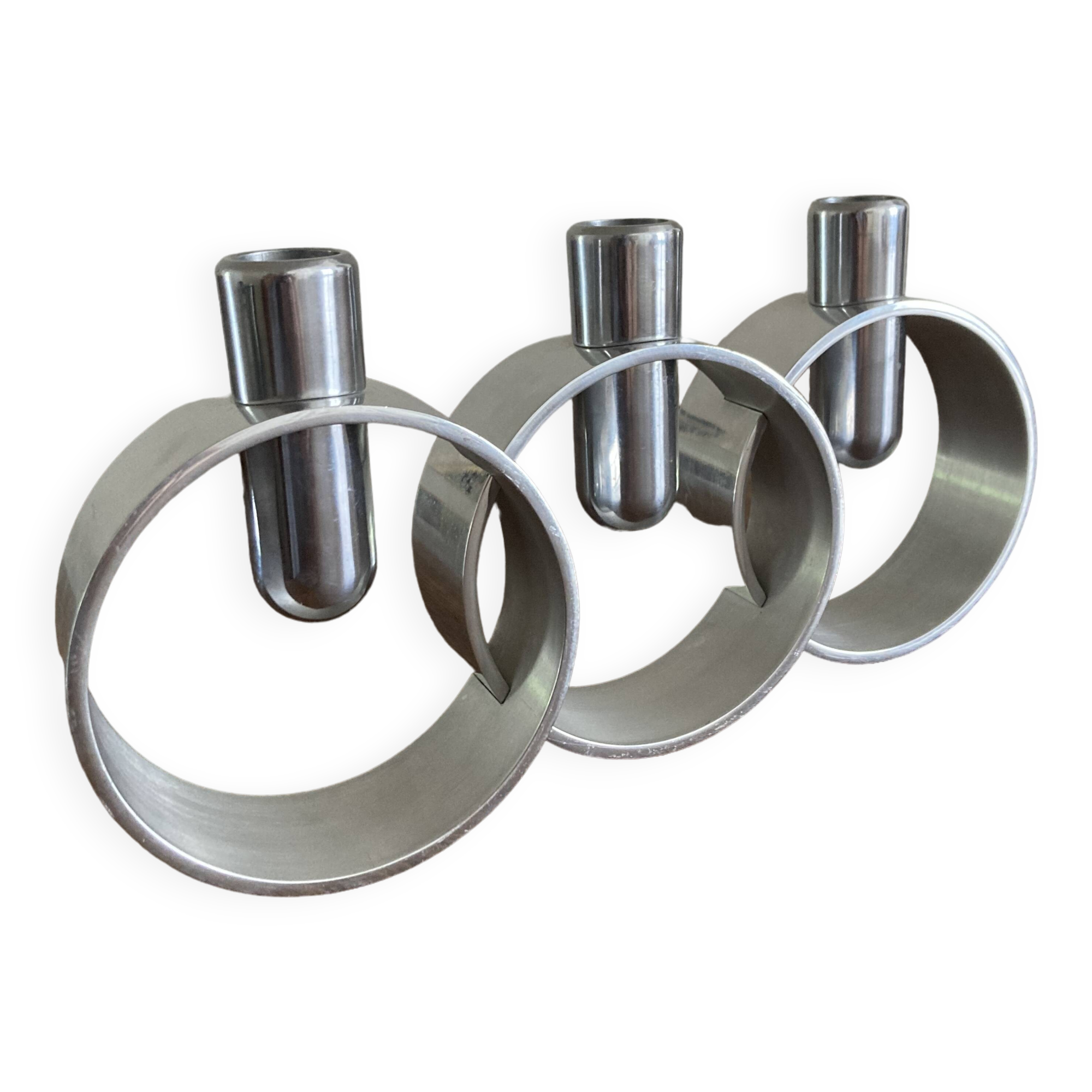Modernist chrome candle holder from the 70s