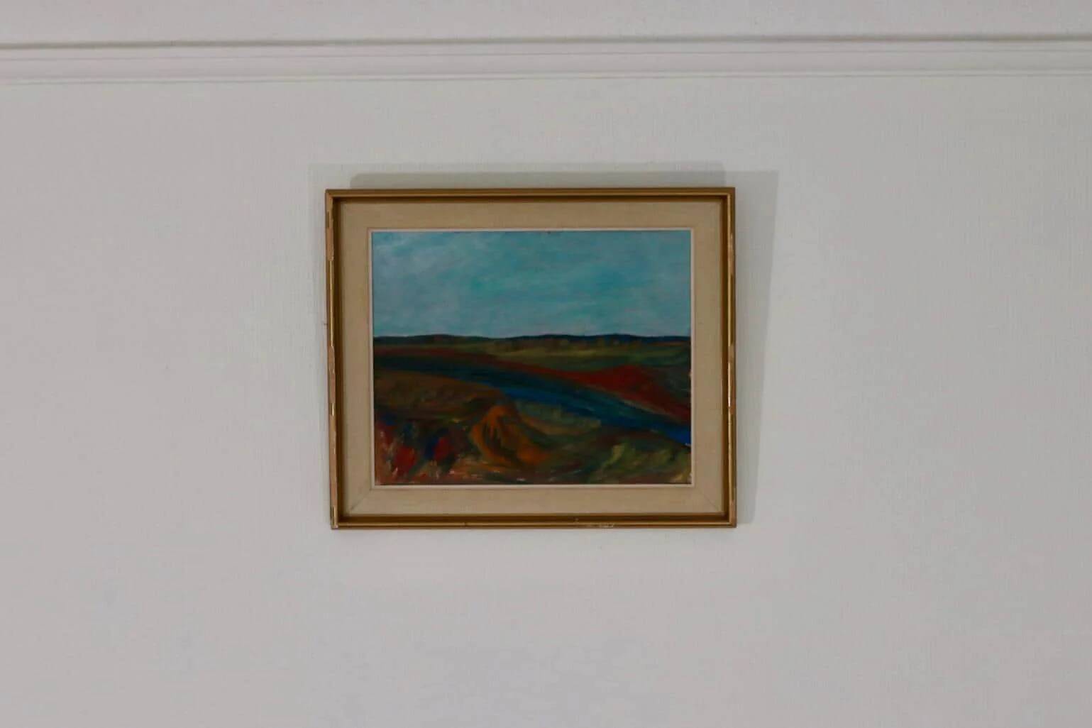 Original mid-century Swedish oil on panel – “Bold Landscape”