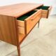 Lowboard teak 4 drawers — Mid-century lines, tapered legs, 1960s