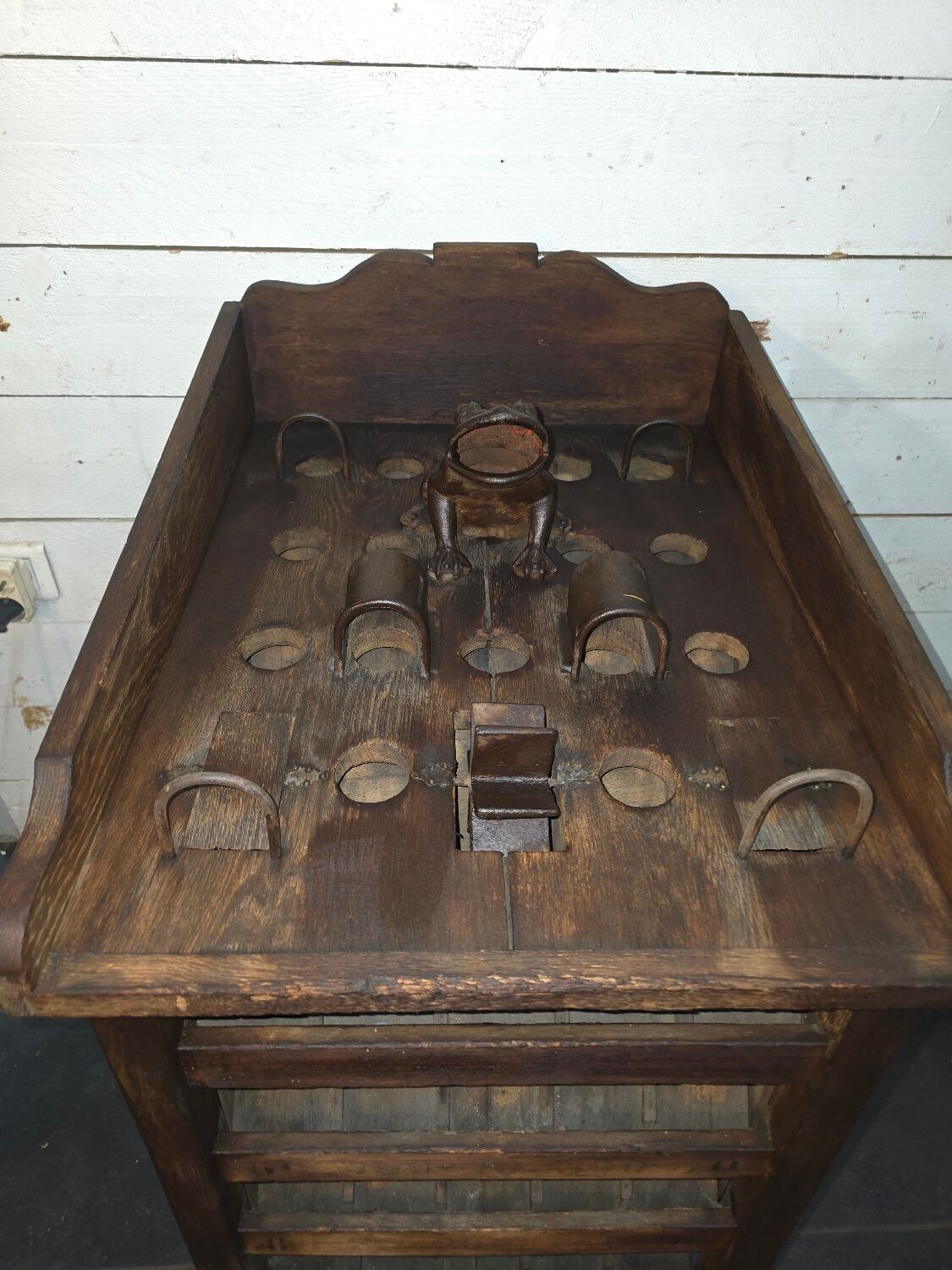 Vintage wooden bistro frog game