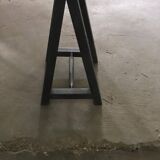 Antique industrial butcher's table in brown and black metal - Hungarian workbench circa 1900