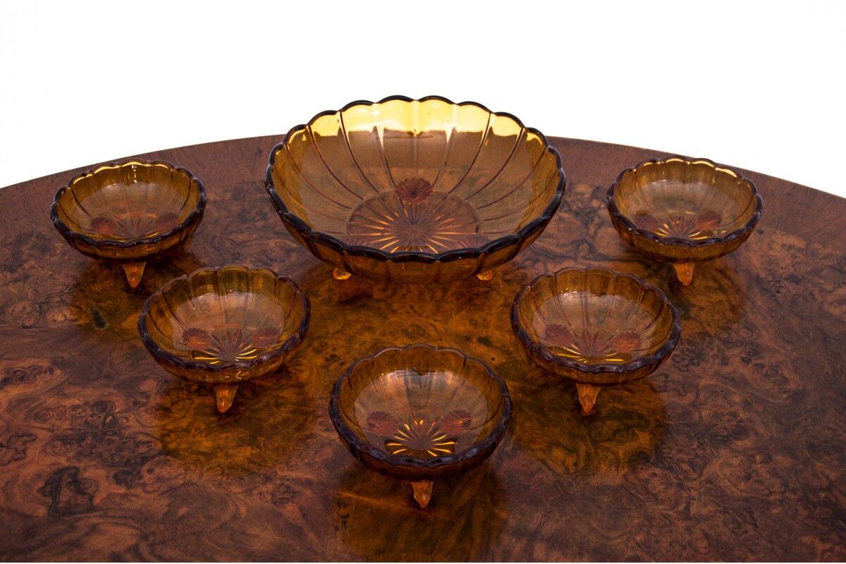 A set of 6 glass platters, Poland, 1970s