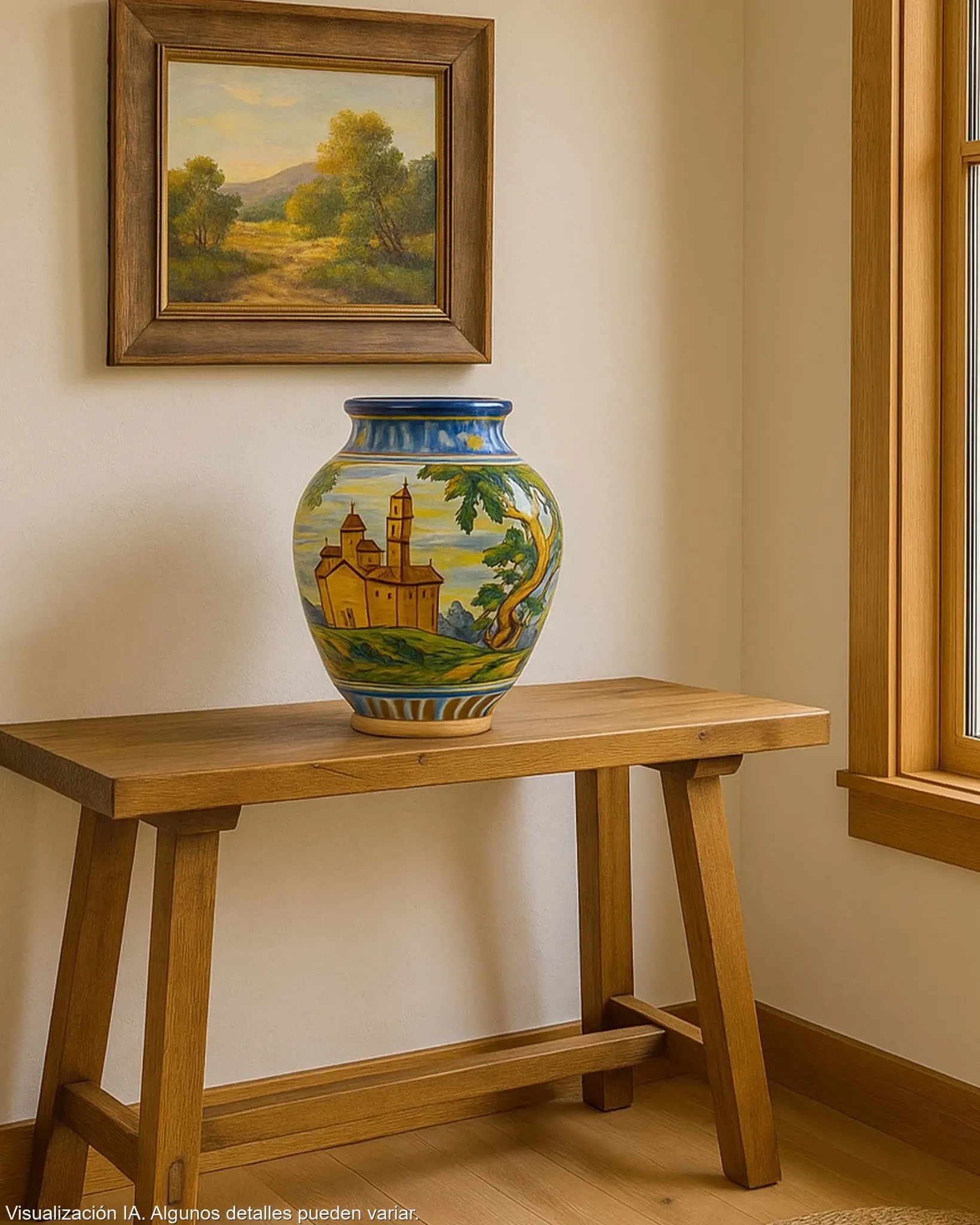 Large antique ceramic pot from Talavera, hand-painted.