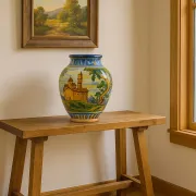 Large antique ceramic pot from Talavera, hand-painted.